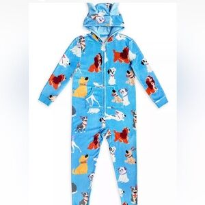 Disney Parks Pixar Disney Dogs Onsie Zip Hooded Pajamas. Women’s Medium.